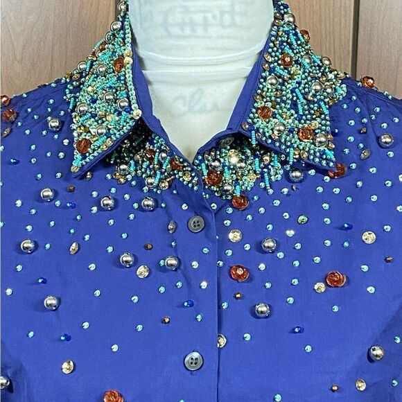 Dries Van Noten Clavelly Degrade Beaded Shirt size 40/us size 8 - Picture 4 of 11